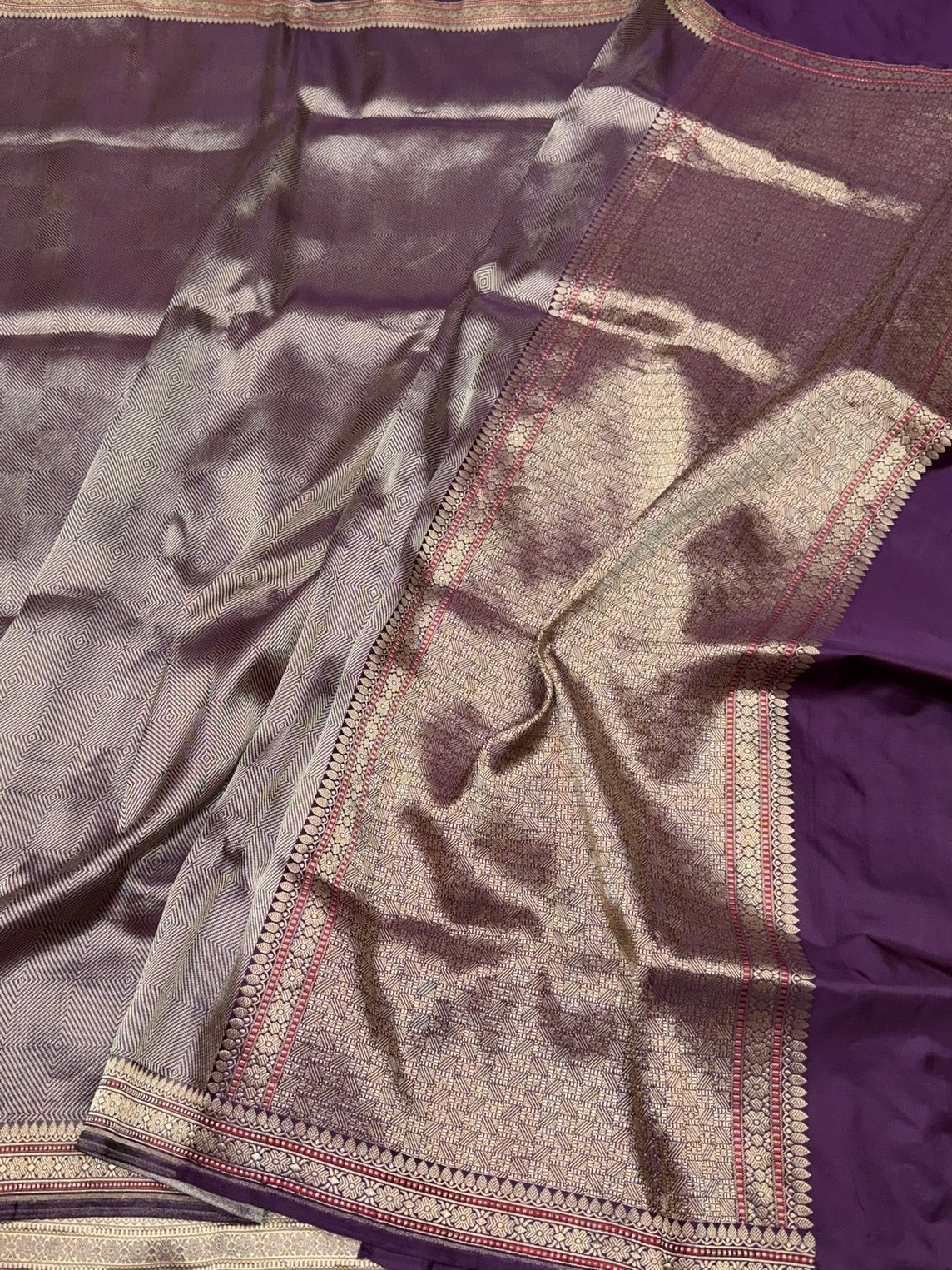 Magenta Handwoven Banarasi Satin Tanchoi Brocade Saree