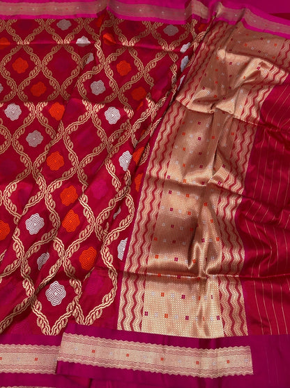 Red Handwoven Pure Banarasi Katan Silk Saree
