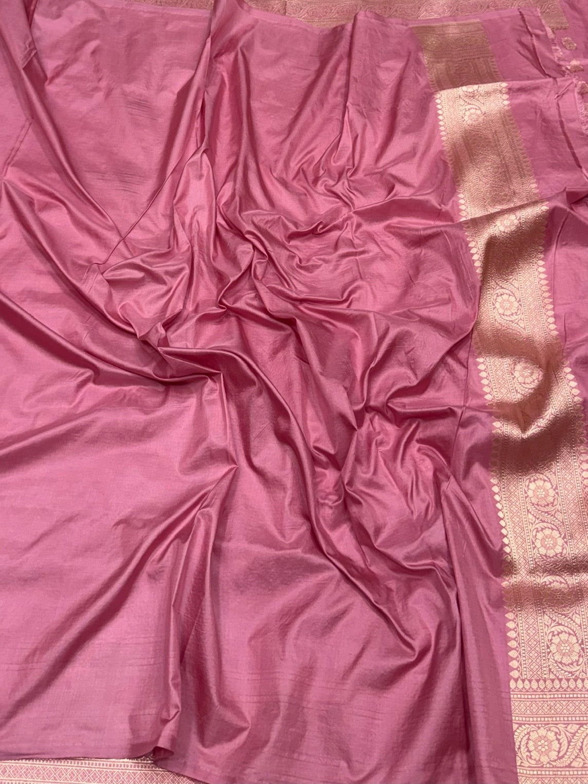 Dusty Rose Pink Banarasi Pure Katan Silk Saree