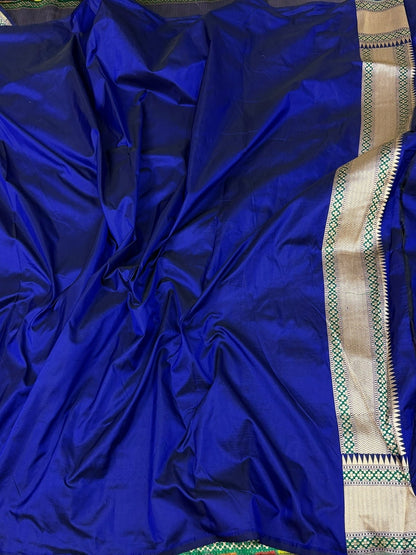 Royal Blue Banarasi Tilfi Minakari Pure Katan Silk Saree