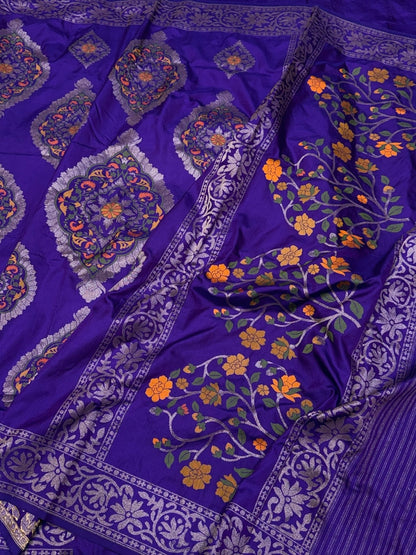 Purple Handwoven Pure Banarasi Ektara Silk Saree