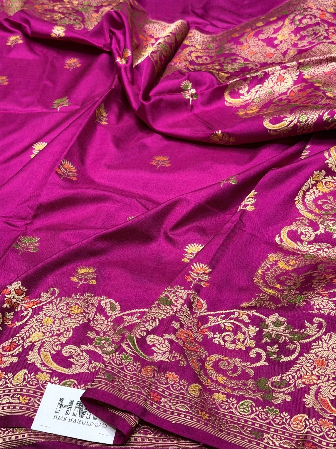 Magenta Pink Handwoven Pure Banarasi Ektara Silk Saree