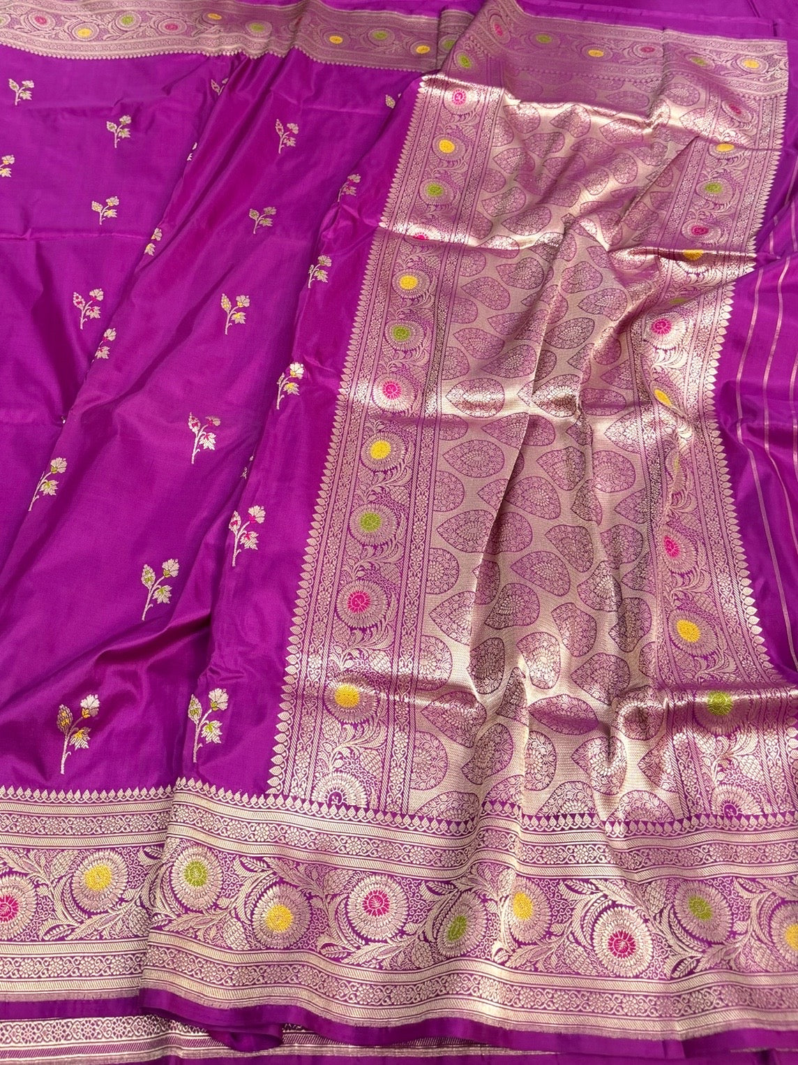 Magenta Pink Handwoven Pure Banarasi Silk Saree