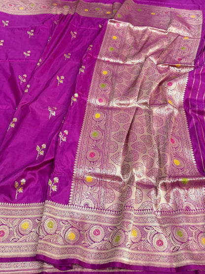 Magenta Pink Handwoven Pure Banarasi Silk Saree