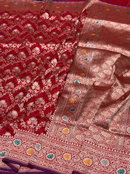 Red Handwoven Pure Banarasi Silk Saree