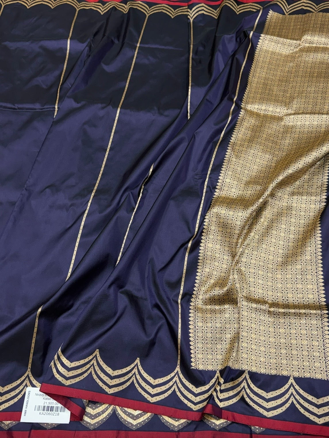Navy Blue Handwoven Pure Banarasi Katan Silk Saree