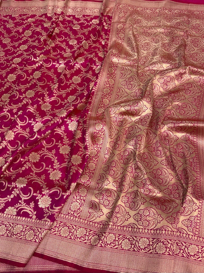 Rani Pink Banarasi Pure Katan Silk Saree