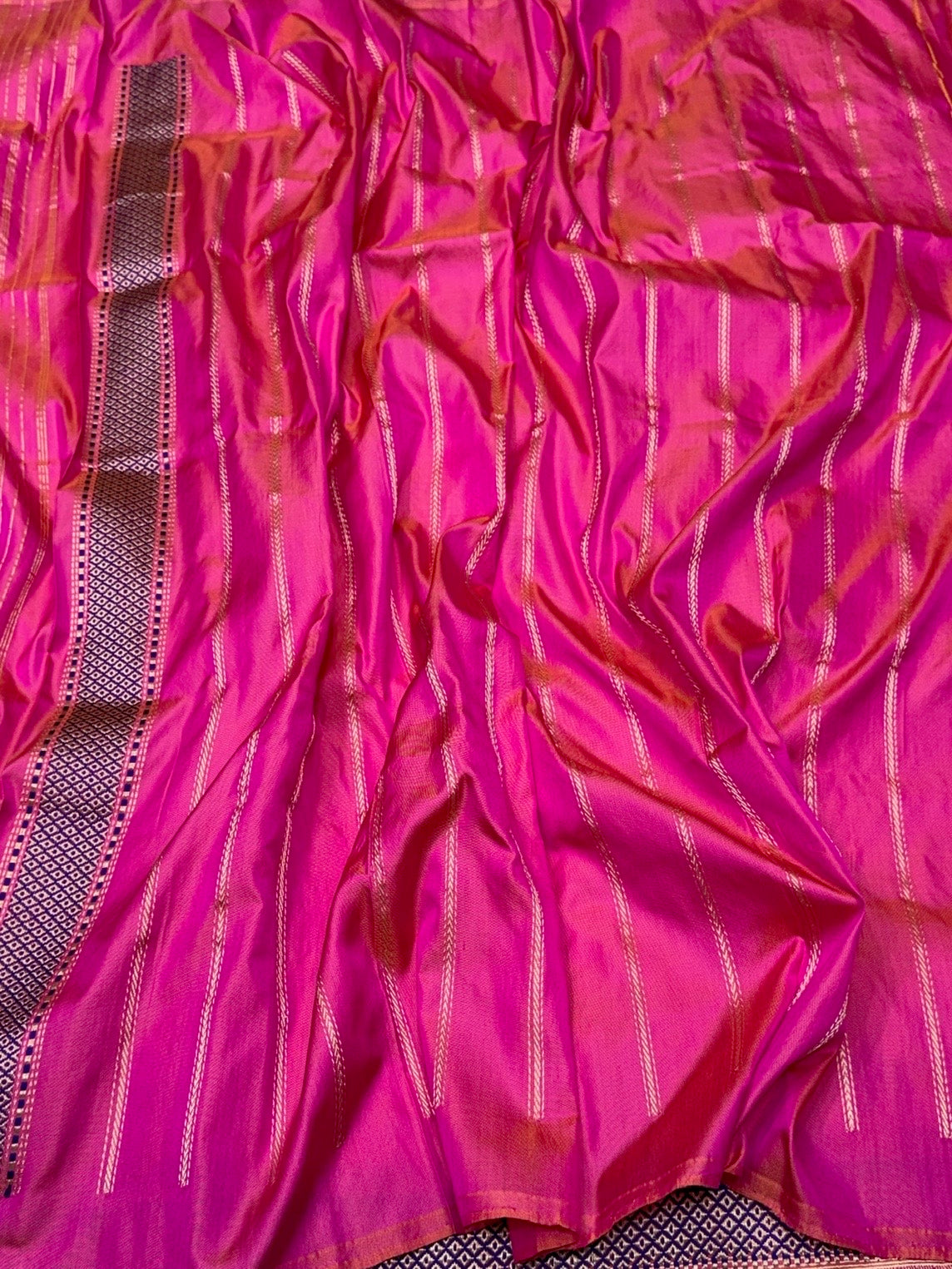 Rani Pink Handwoven Pure Banarasi Ektara Silk Saree – Luxury Kadwa Weave