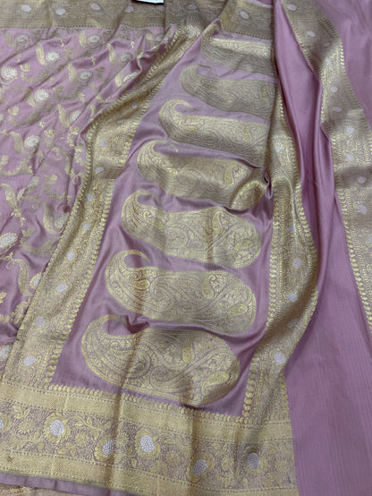 Blush Pink Sona Rupa Banarasi Pure Katan Silk Saree