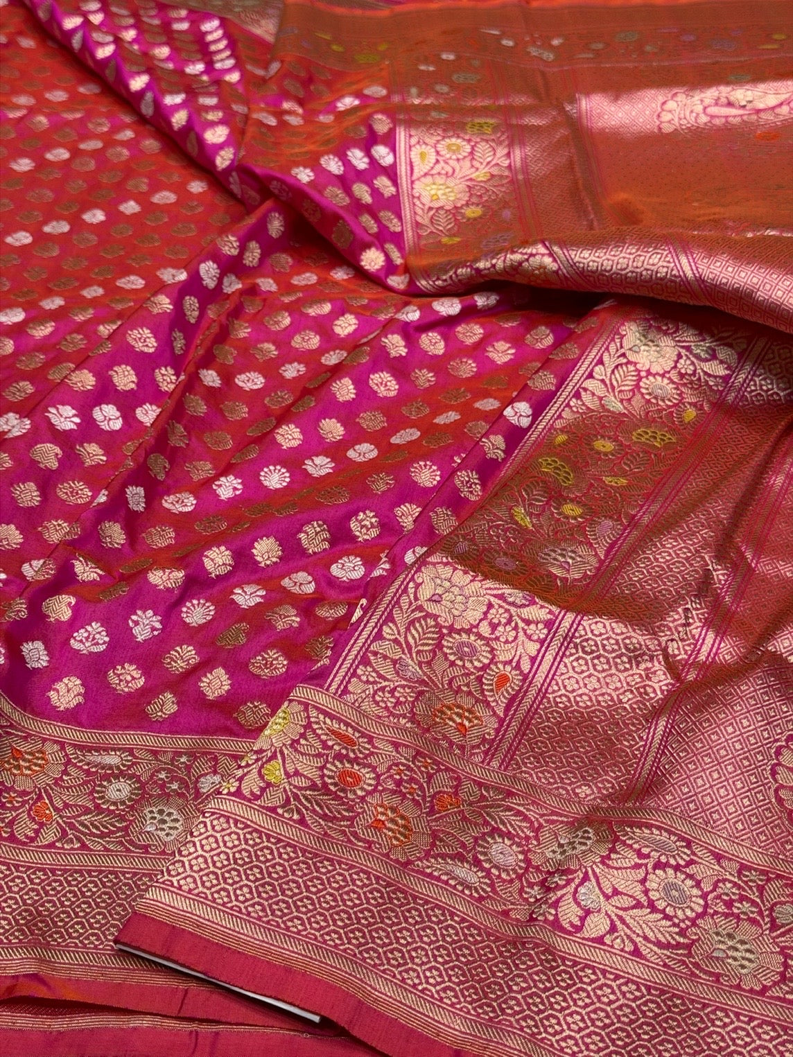 Rani Pink Handwoven Pure Banarasi Silk Saree