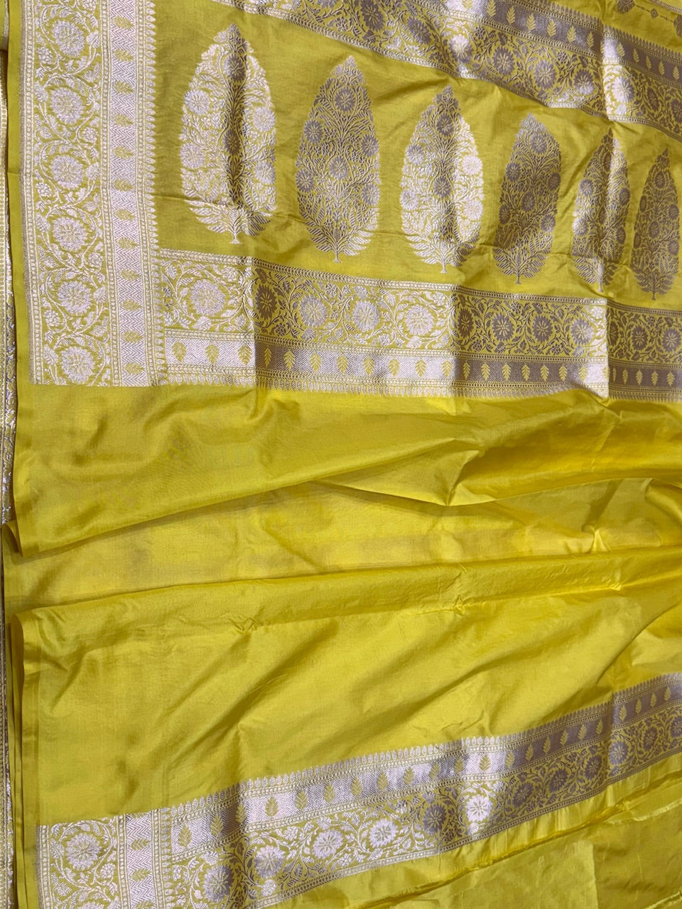 Yellow Banarasi Pure Katan Silk Saree