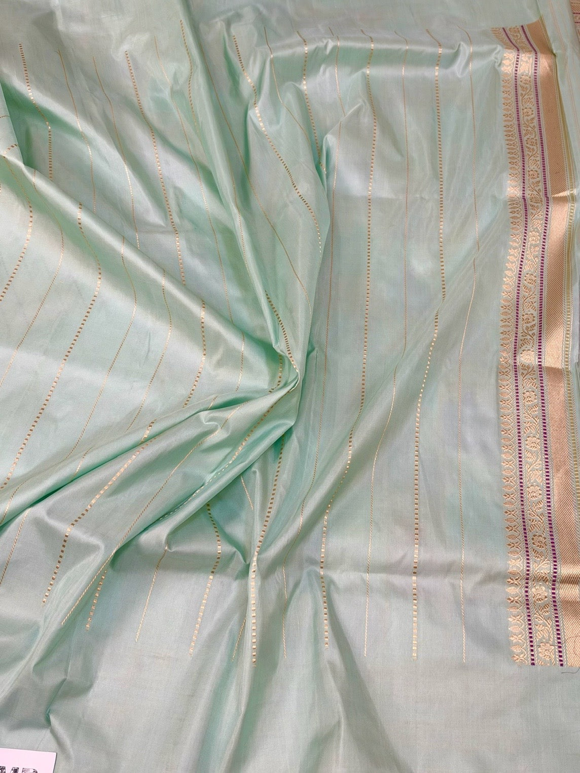 Powder Blue Handwoven Rangkaat Pure Banarasi Silk Saree