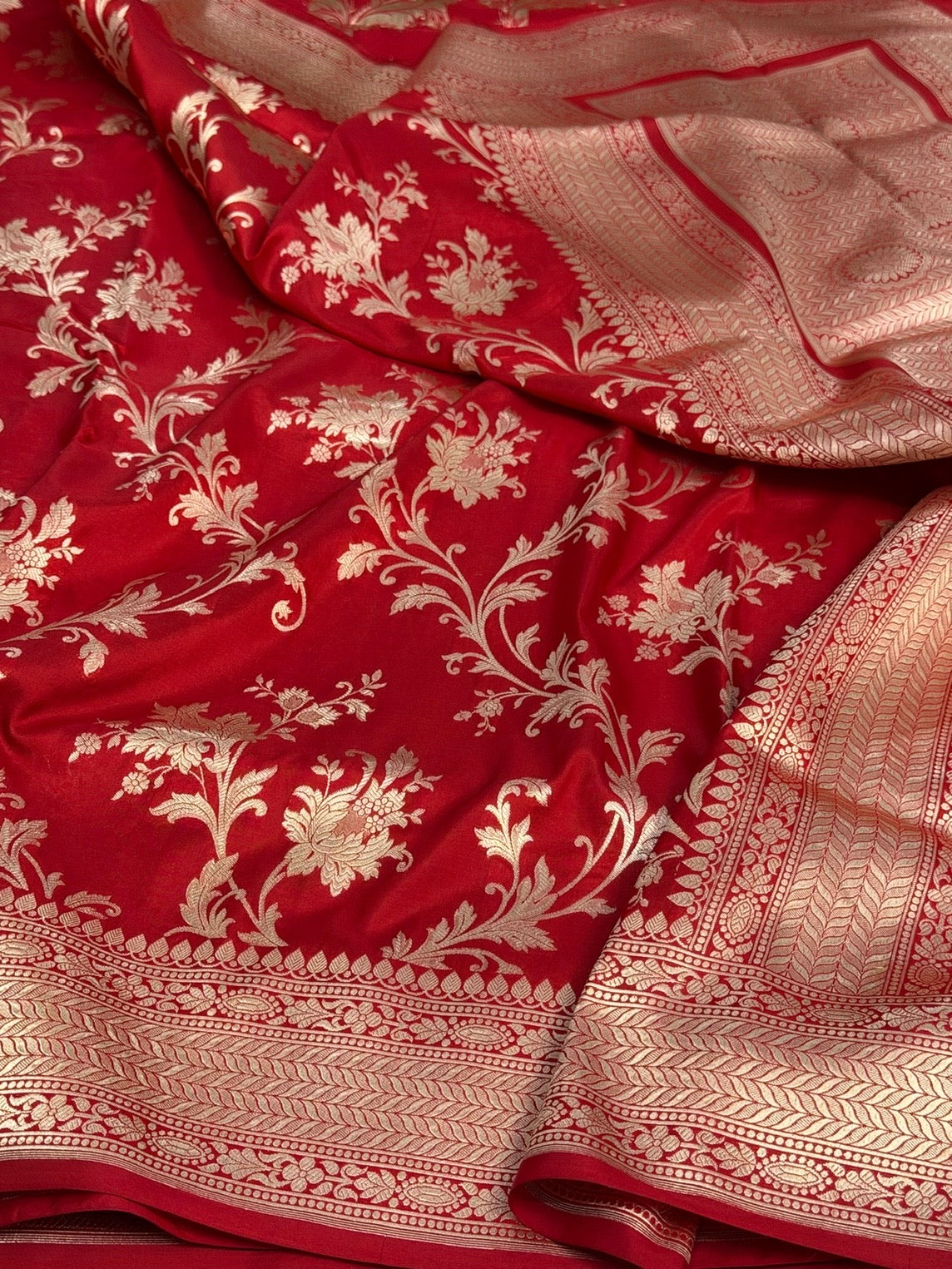 Red Banarasi Pure Katan Silk Saree