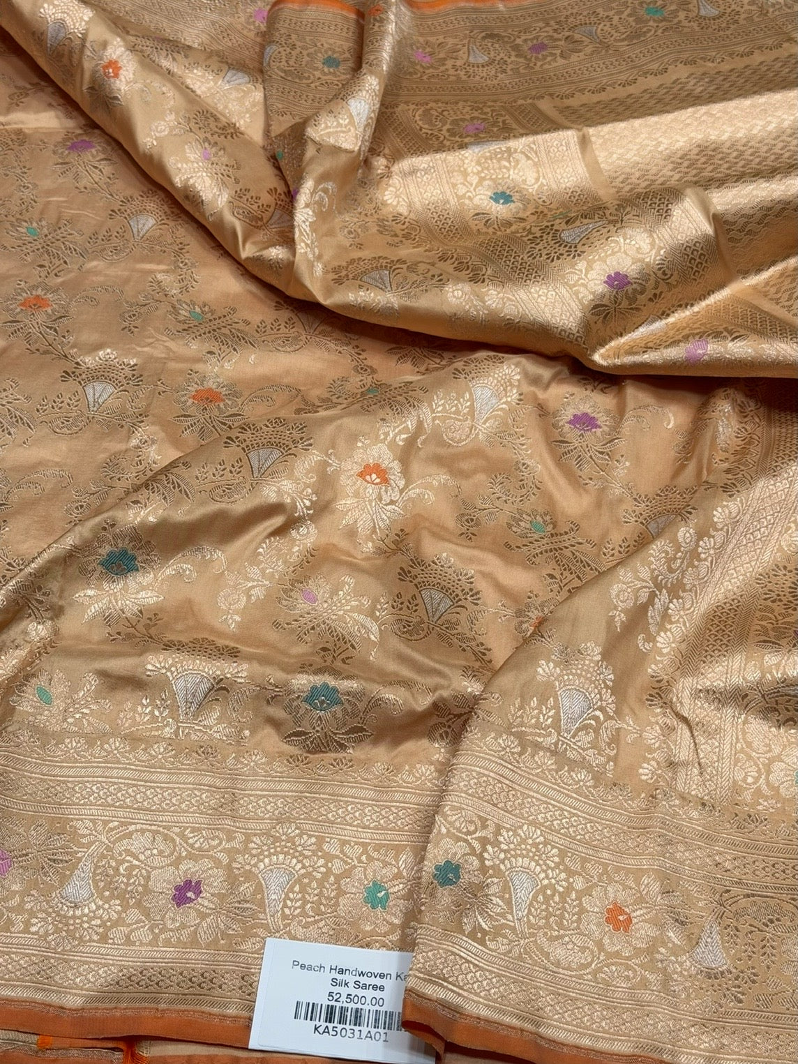 Peach Handwoven Pure Banarasi Silk Saree