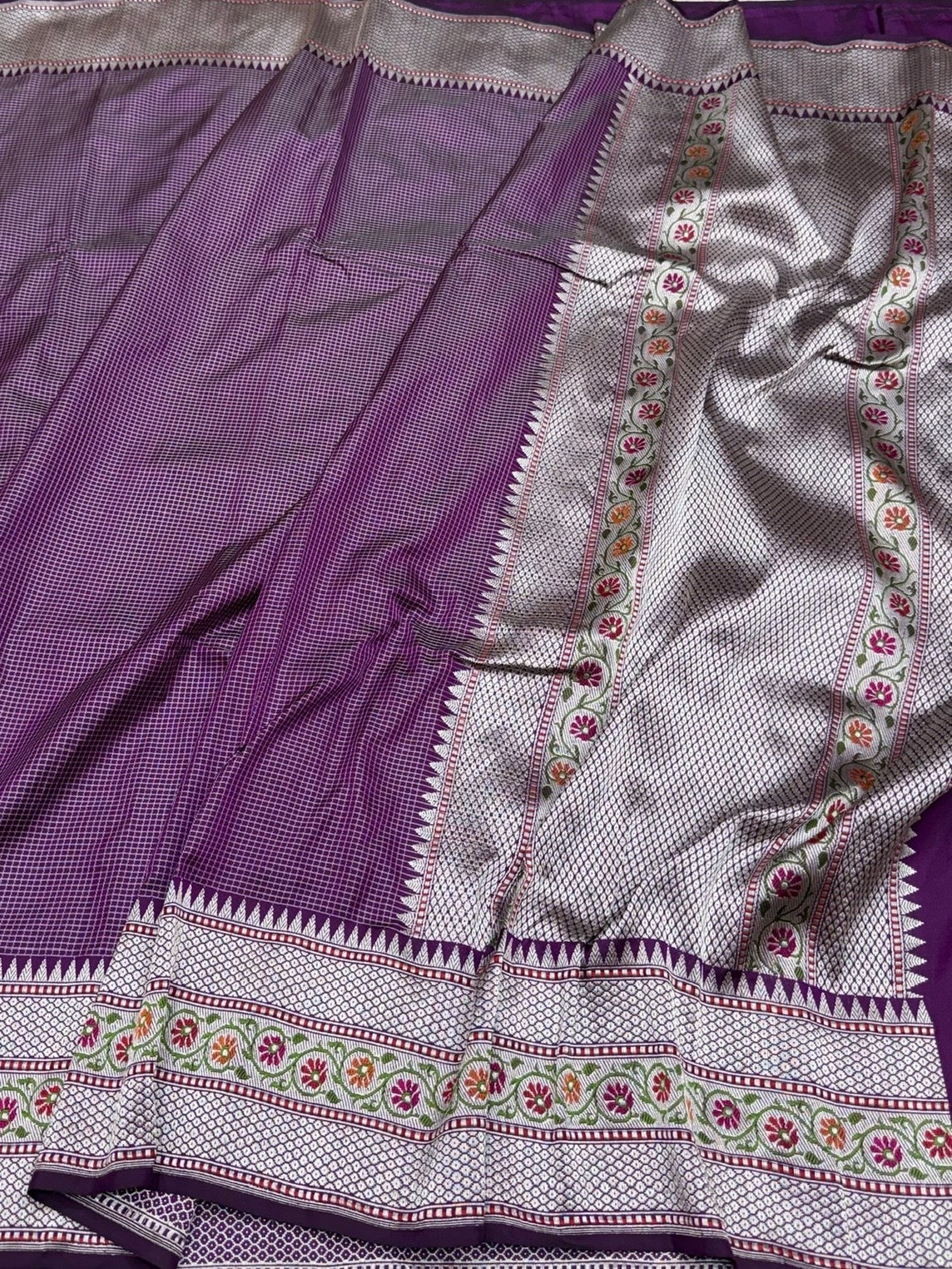Purple Handwoven Pure Banarasi Ektara Silk Saree