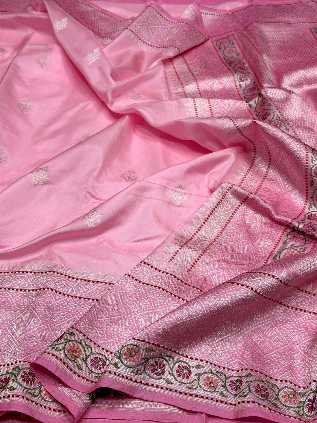 Baby Pink Handwoven Pure Banarasi Ektara Silk Saree – Kadwa Iktara Weave