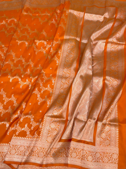 Orange Pure Banarasi  Katan Silk Saree