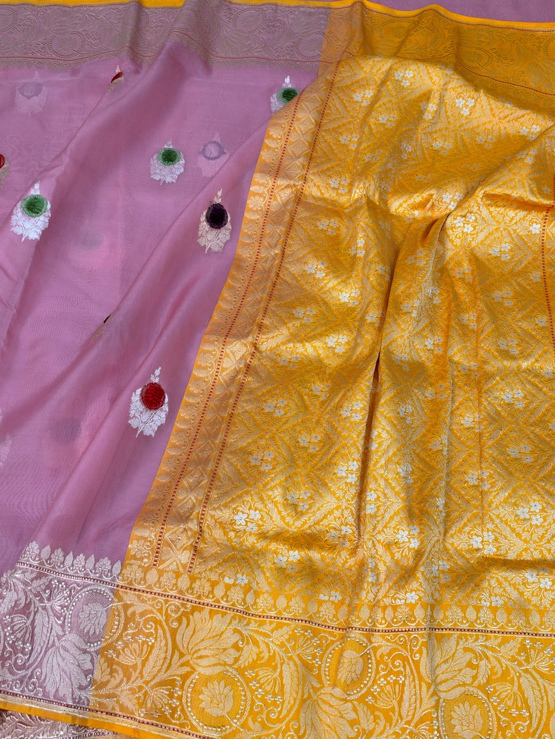 Baby Pink  Handwoven Pure Banarasi Ektara Organza Silk Saree
