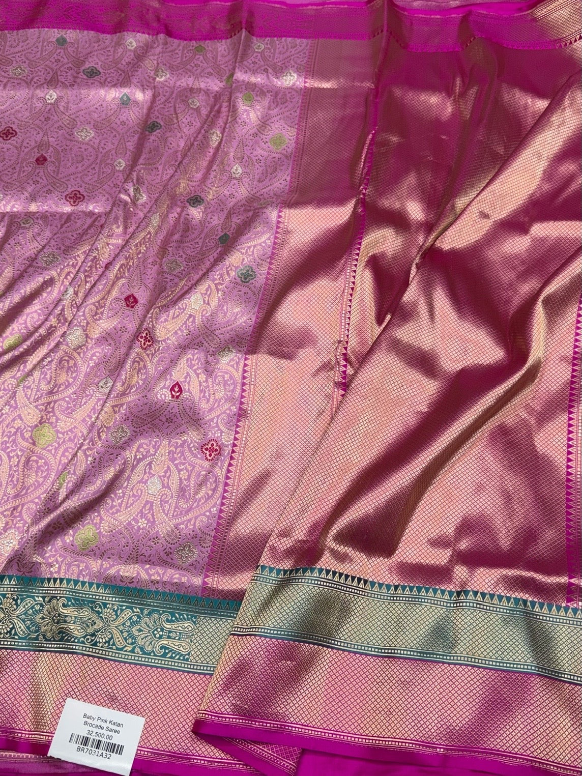 Baby Pink Handwoven Banarasi Pure Silk Brocade Saree