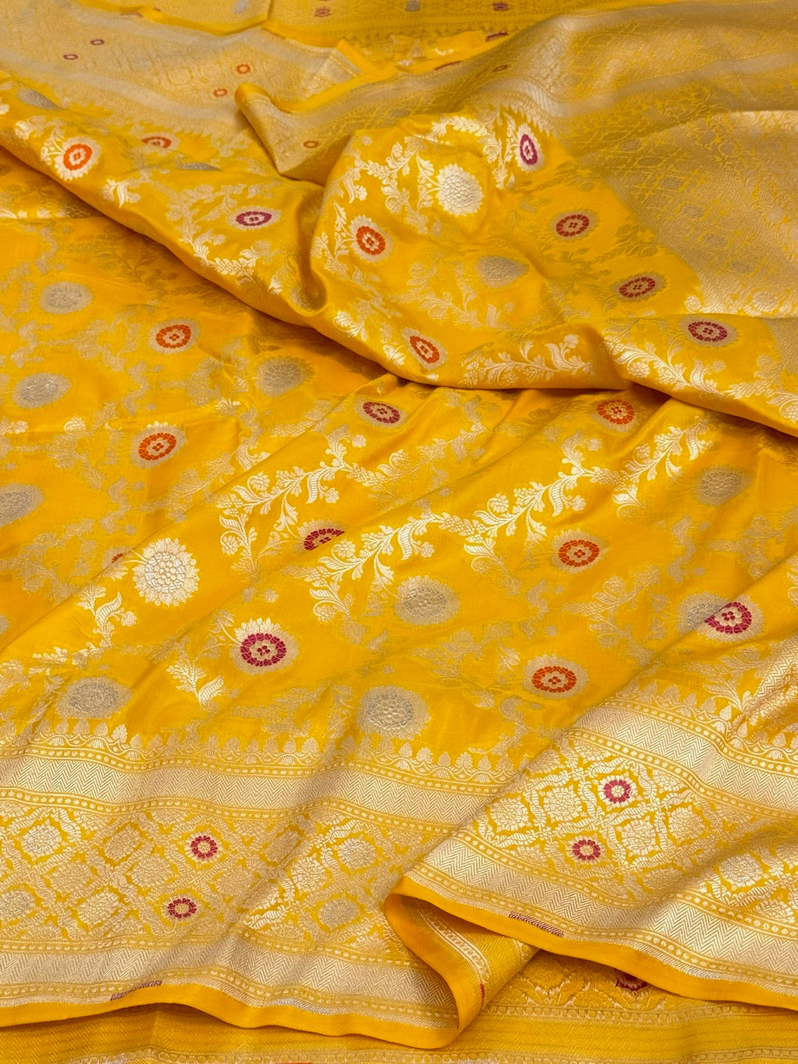 Yellow Minakari Pure Banarasi Katan Silk Saree