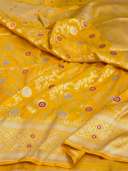 Yellow Minakari Pure Banarasi Katan Silk Saree