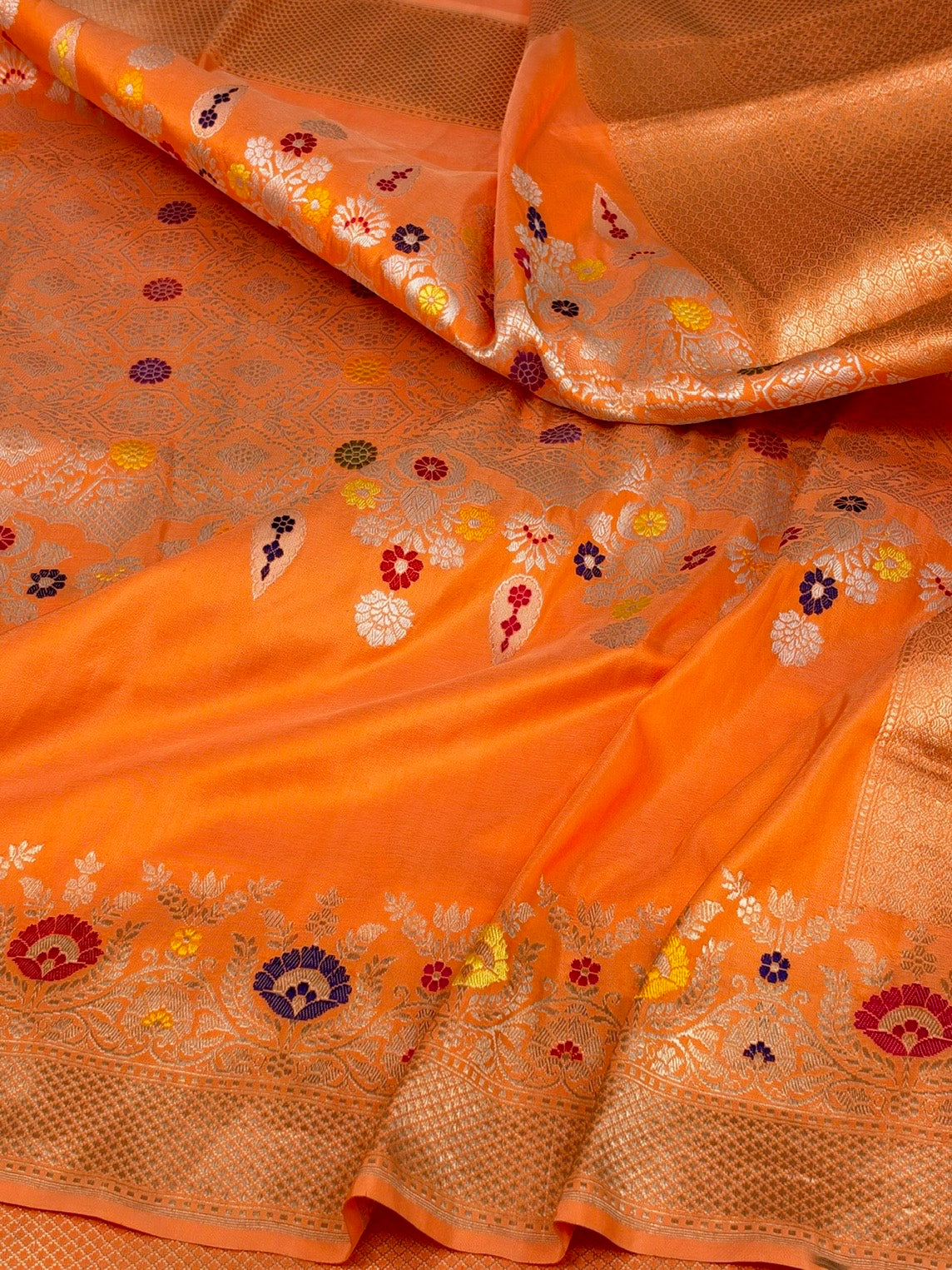 Peach Handwoven Banarasi Pure Katan Silk Saree