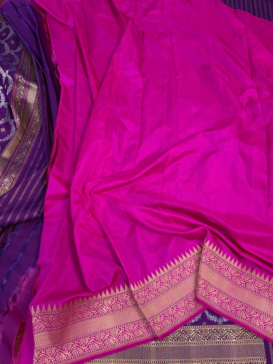 Purple Handwoven Pure Banarasi Ektara Silk Saree