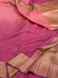 Pink Handwoven Pure Tussar Georgette Saree