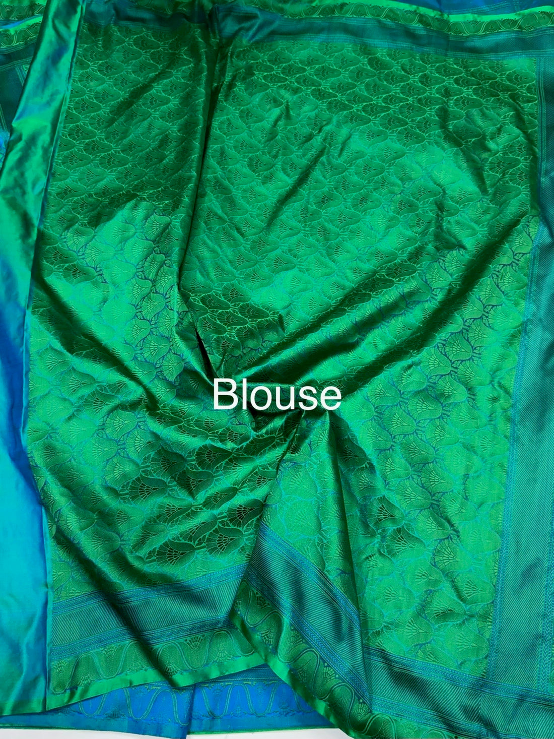 Peacock Green Handwoven Pure Banarasi Satin Tanchoi Silk Saree – Kadwa Weave | Authentic Banaras Handloom