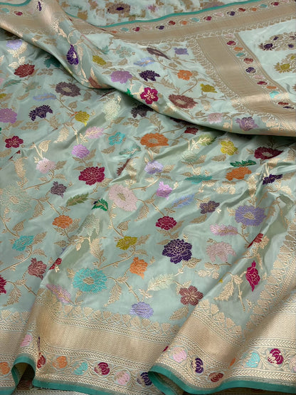 Sage Green Handwoven Pure Banarasi Katan Silk Saree