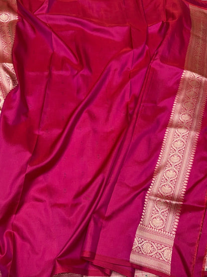Rani Pink Banarasi Minakari Pure Katan Silk Saree