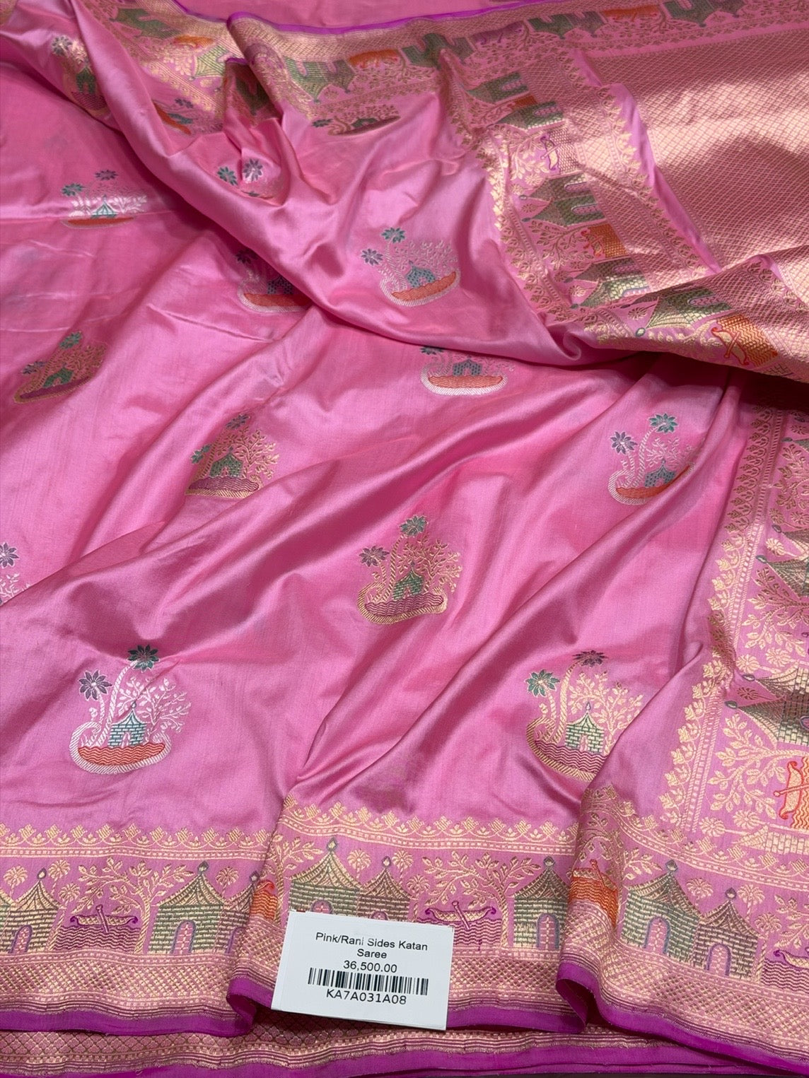 Pastel Pink Handwoven Banarasi Pure Silk Saree
