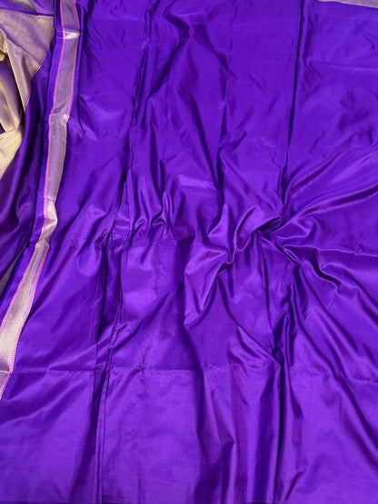 Purple Handwoven Pure Banarasi Brocade Saree