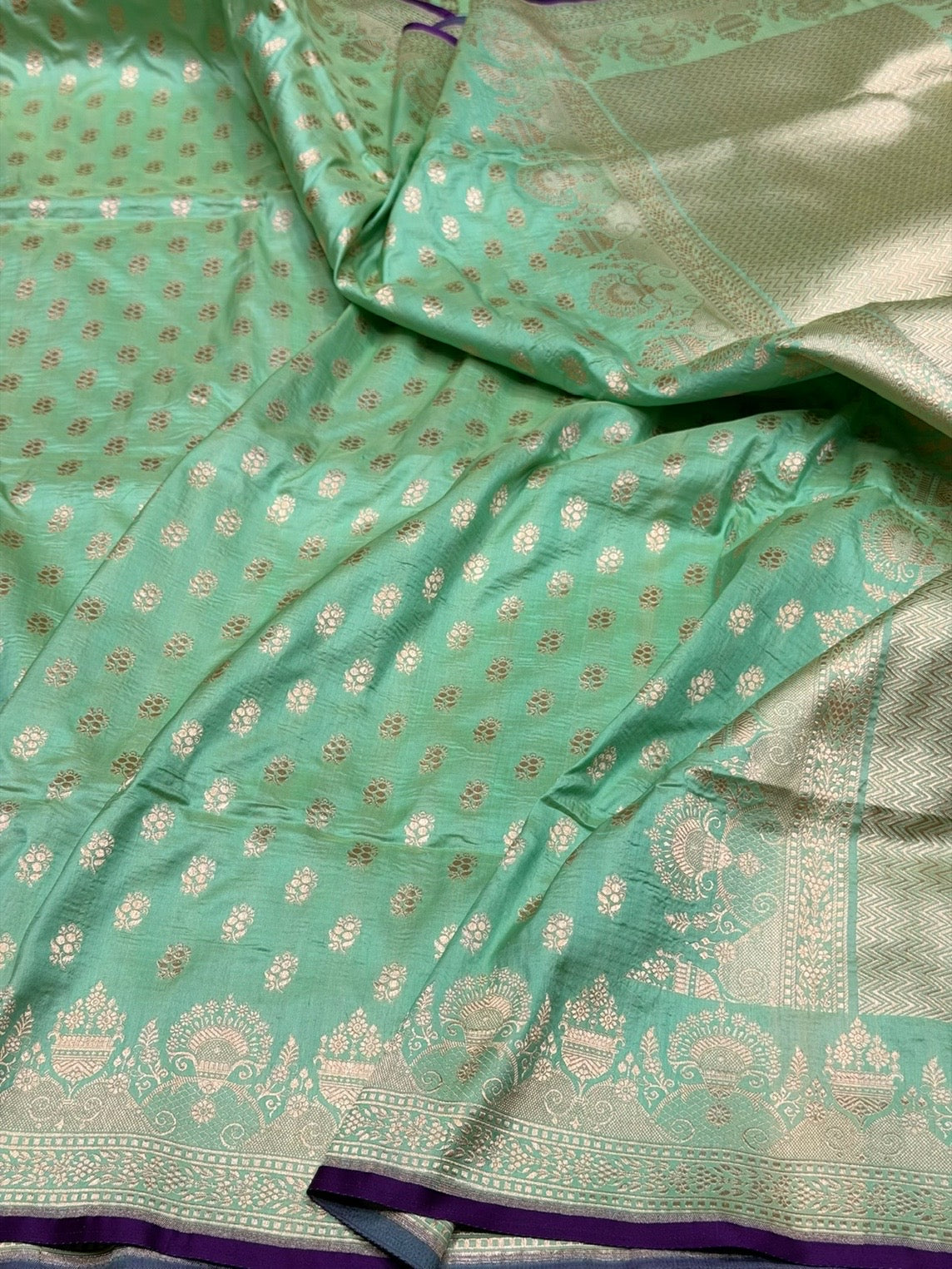 Banarasi Silk Saree in Cutwork Weave – Katan Silk Elegance
