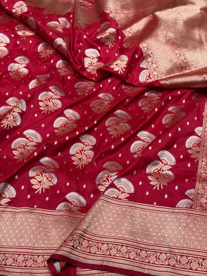Red Banarasi Sona Rupa Pure Silk Saree