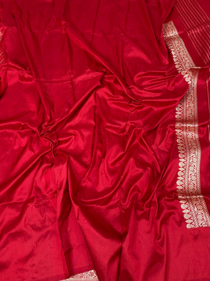Red Handwoven Pure Banarasi Katan Silk Saree