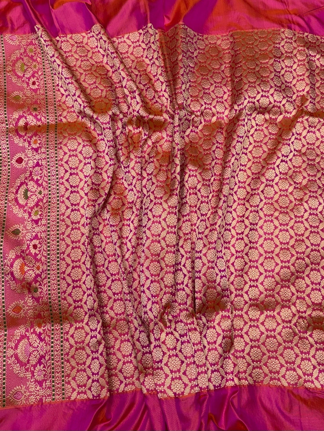 Peach Handwoven Pure Banarasi Ektara Silk Saree