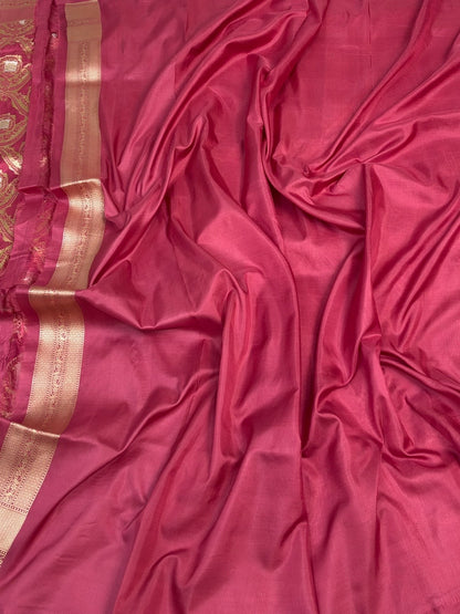 Gajiri Pink Banarasi Sona Rupa Pure Katan Silk Saree