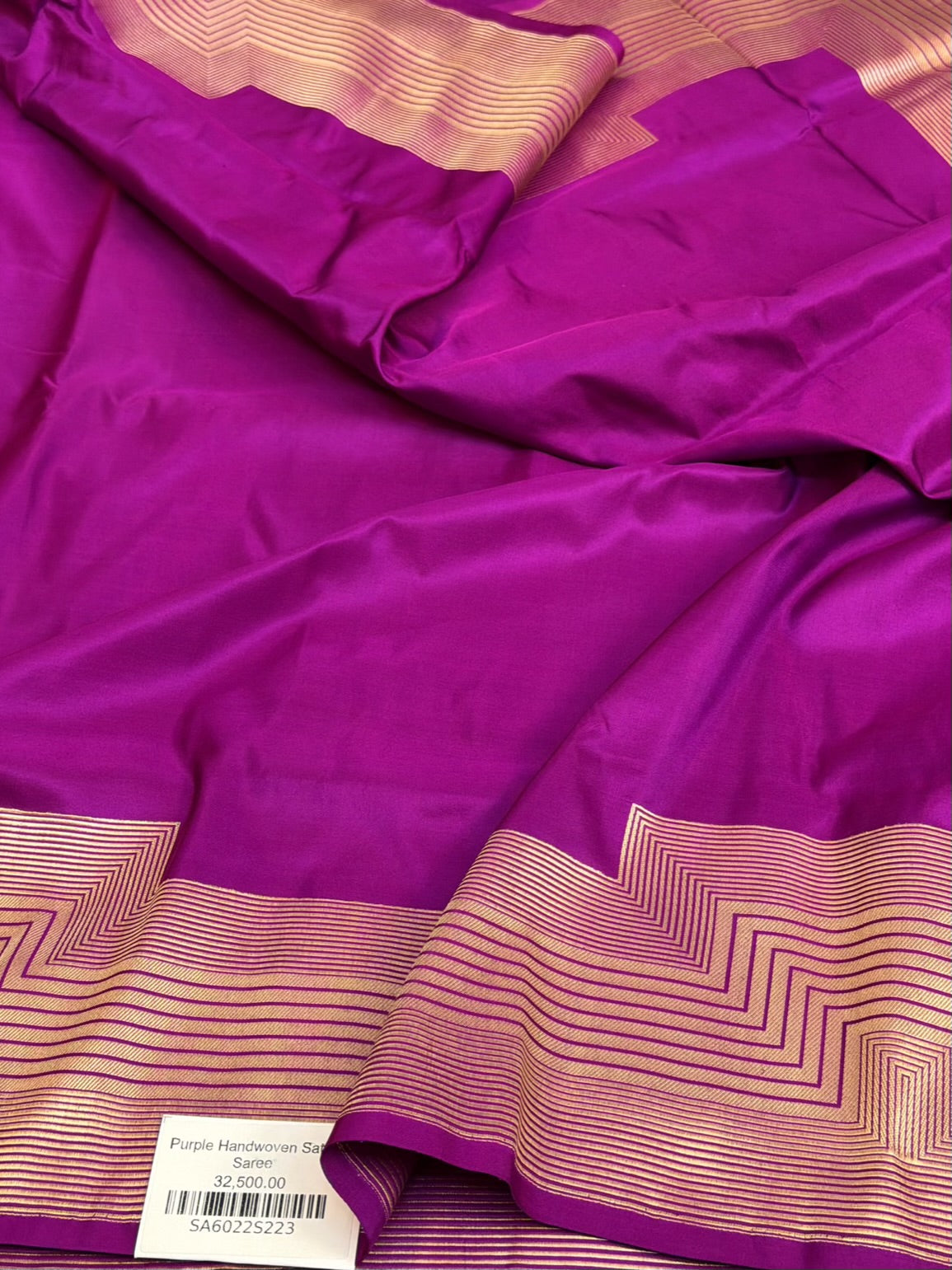 Purple Handwoven Pure Banarasi Satin Silk Saree