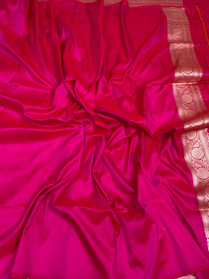 Rani Pink Banarasi Sona Rupa Pure Katan Silk Saree
