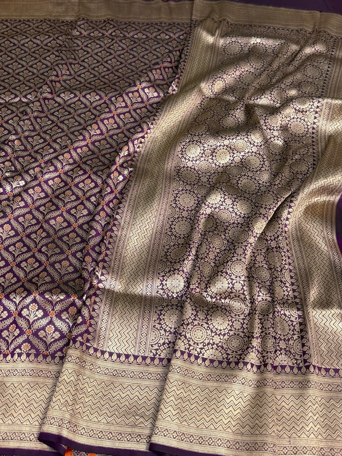 Magenta Minakari Banarasi Pure Katan Silk Brocade Saree