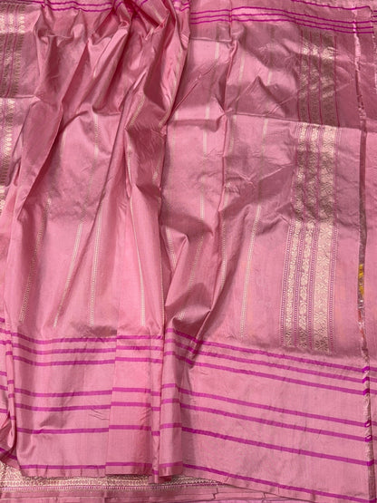Gajiri Pink Handwoven Pure Banarasi Silk Saree