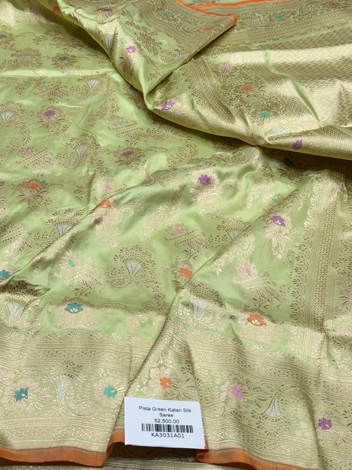 Pista Handwoven Pure Banarasi Silk Saree