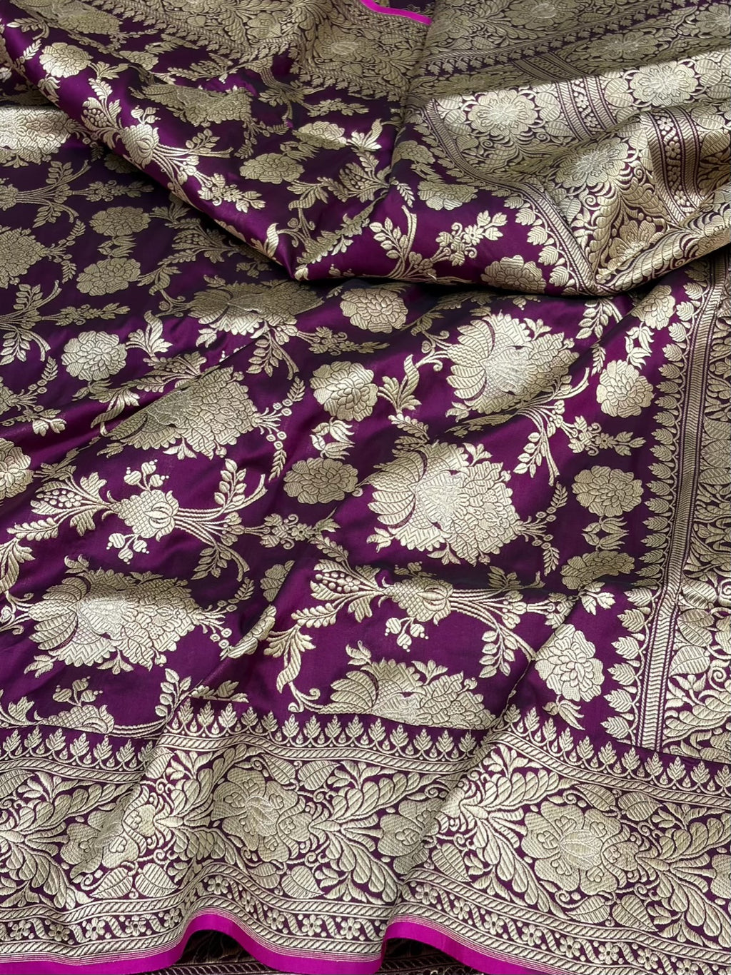 Magenta Handwoven Pure Banarasi Katan Silk Saree