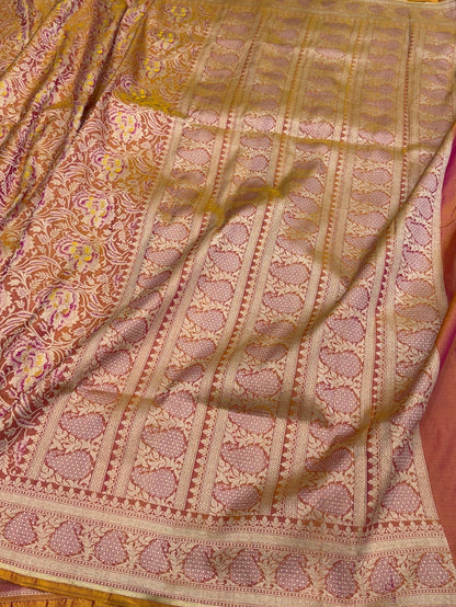 Banarasi Minakari Pure Silk Brocade Saree – Katan Silk with Intricate Minakari &amp; Rich Brocade Weave