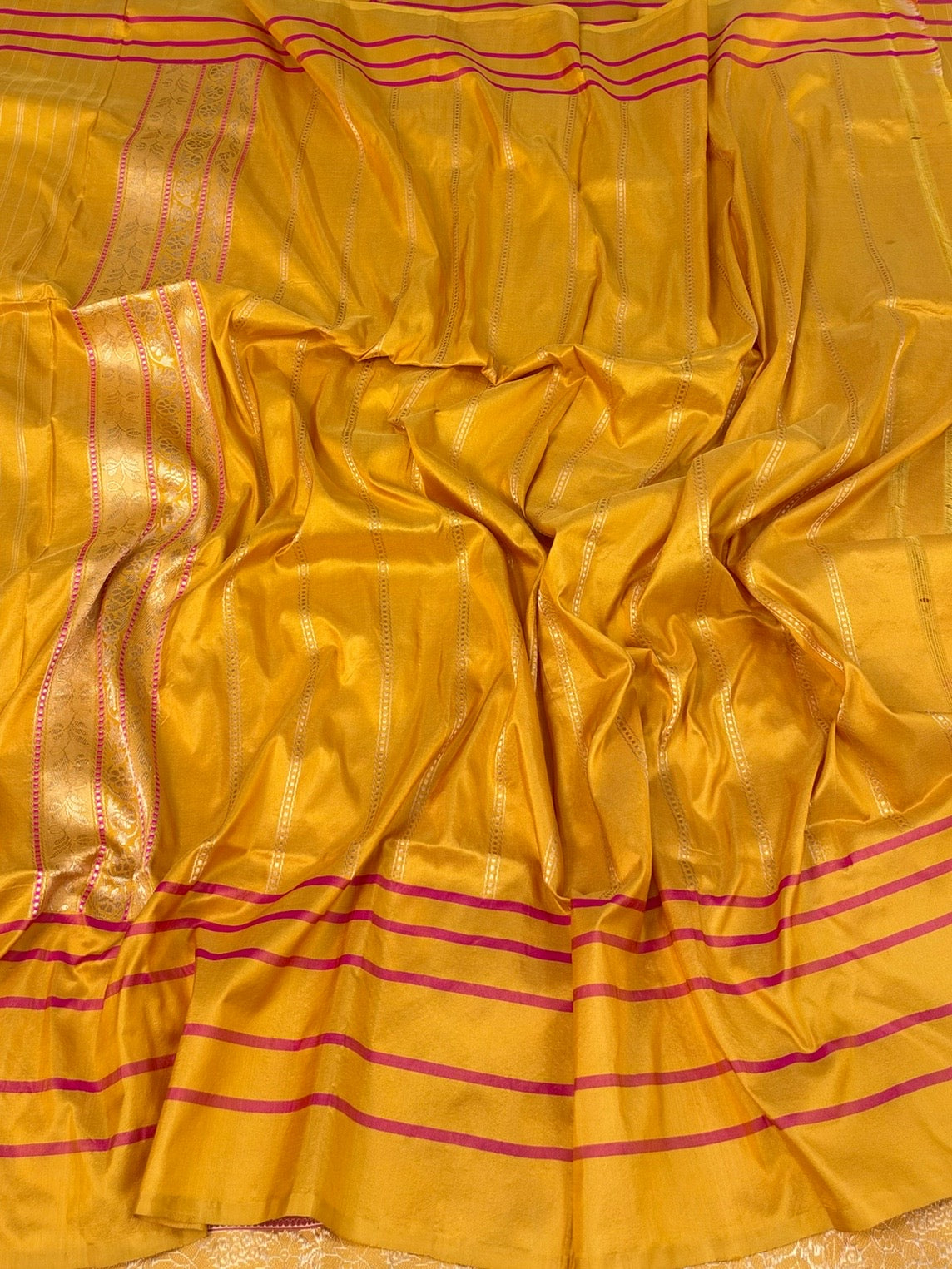 Yellow Handwoven Banarasi Pure Katan Silk Saree