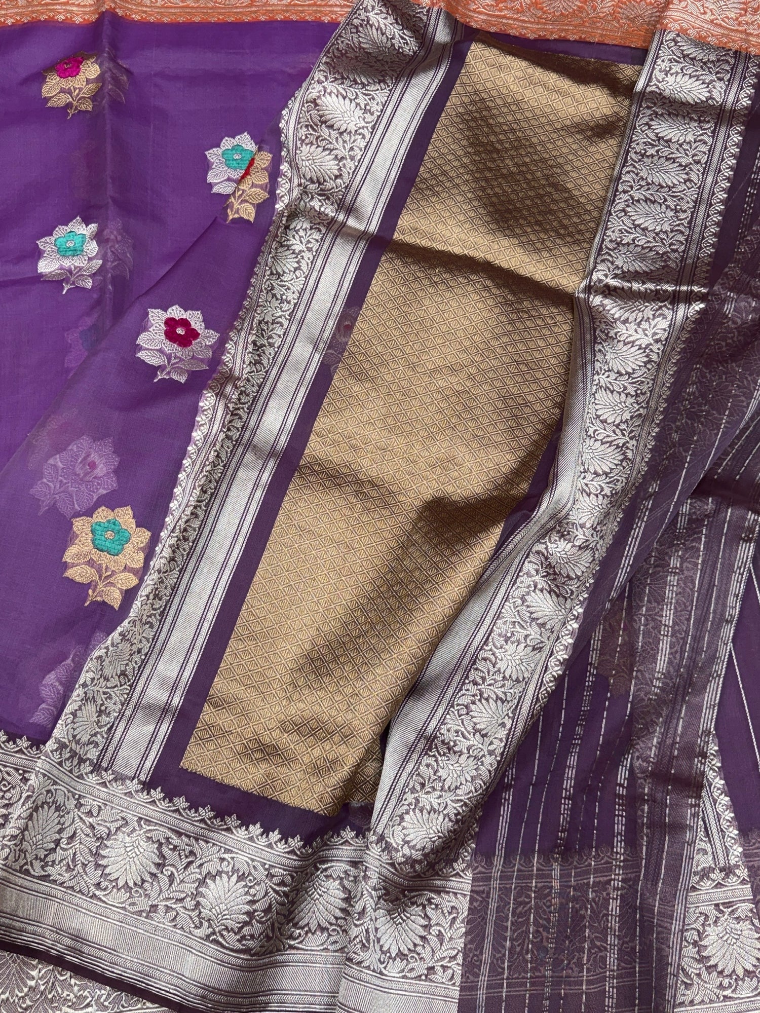 Lavender Handwoven Pure Organza Silk Saree