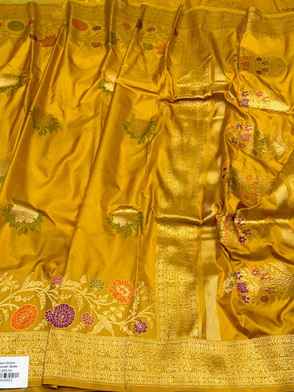 Mustard Yellow Pure Banarasi Katan Silk Saree