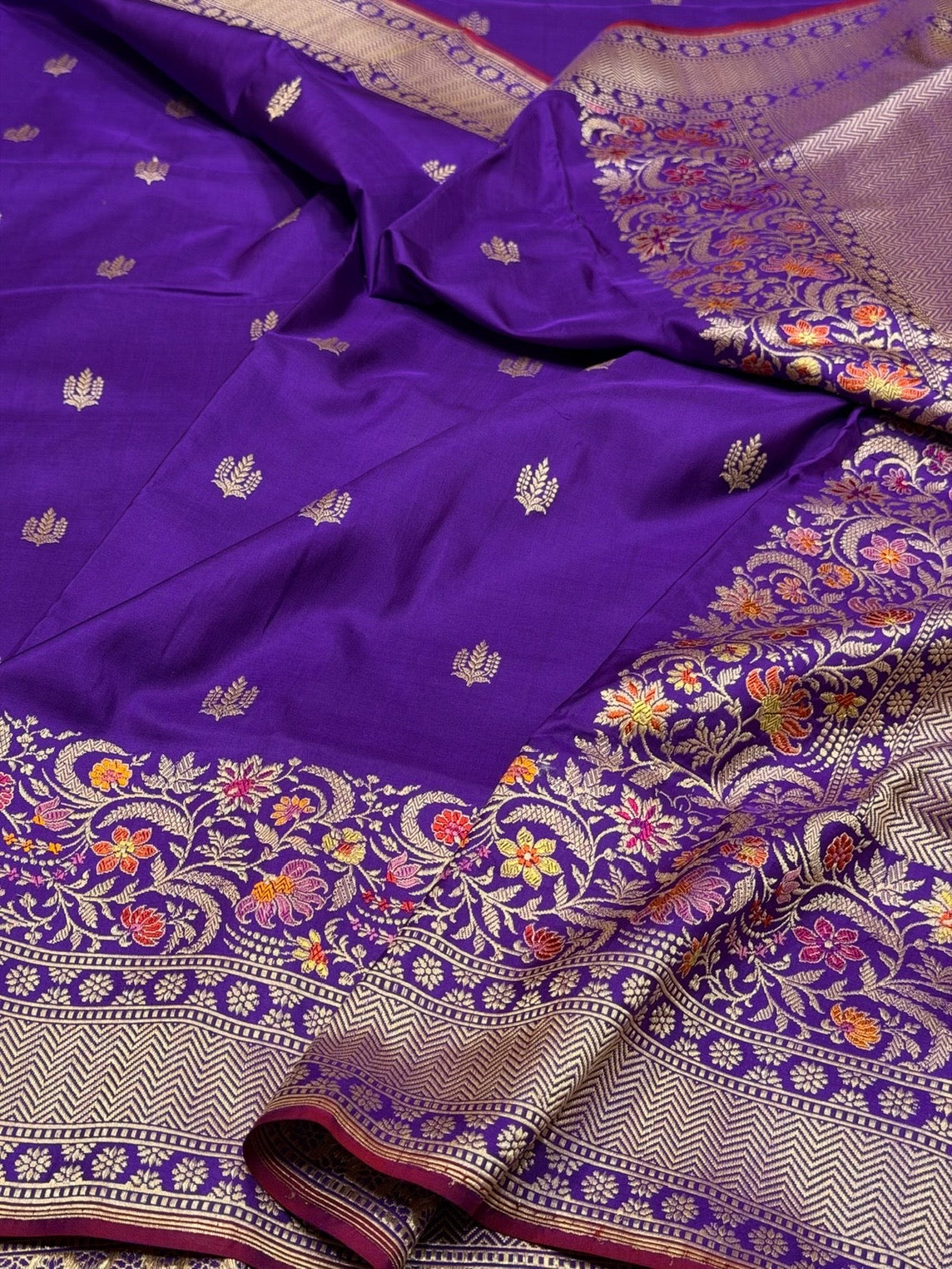 Purple Handwoven Pure Banarasi Silk Saree