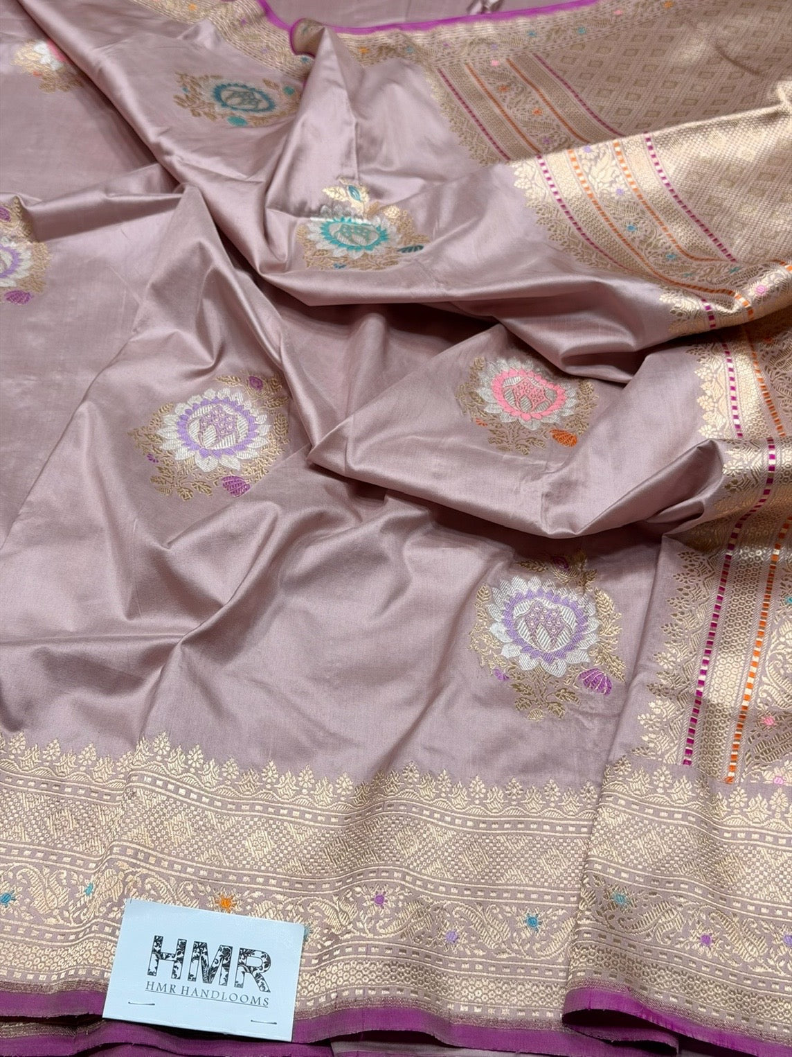 Lilac Handwoven Pure Banarasi Silk Saree